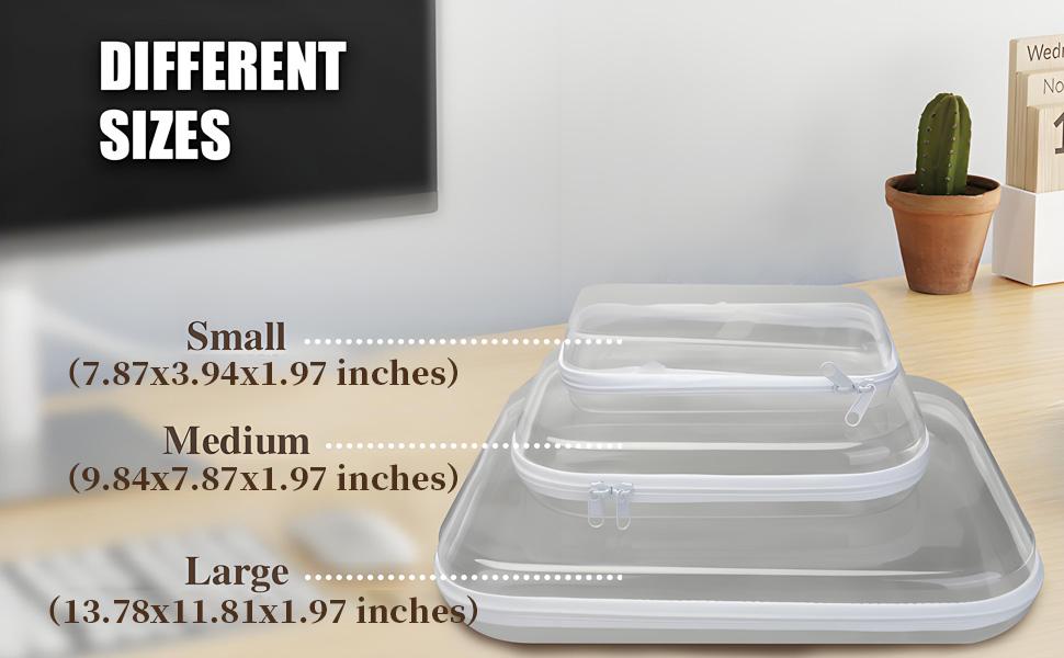 6Pcs Clear Hard Shell PVC Zipper Bags, Transparent Waterproof Travel Organizer Pouches, Dustproof Cosmetic & Toiletry Storage Cases for Makeup, Toiletries & Accessories