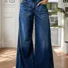 Women's high Rise Jeans Wide Leg Baggy Stretchy  Boyfriend Trendy Casual Comfort Lounge Denim Pants with Pockets
