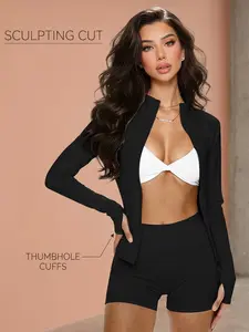 2026 New Slim-Fit Sporty Women's Jacket with Thumbholes, Lightweight Zipper Outerwear for Pilates, Gym, and Pickleball