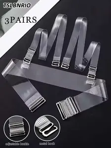 3 Pairs Transparent Invisible Bra Straps, Womenswear, Accessories, Adjustable Clear Shoulder Straps with 3 Ways to Wear (Traditional, Cross Front, Halter Neck), Non-Slip & Stretch-Resistant Material, Metal Hooks & 8-Shaped Buckles