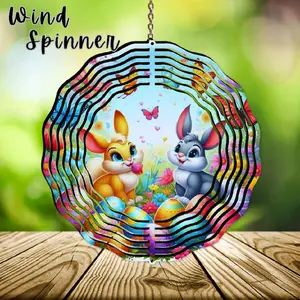 Easter Sublimation Wind Spinner 8in Double Sided Metal Wind Spinner with Cross Design for Easter and Christmas Gifts
