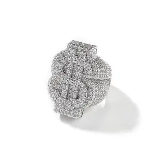 Hip-hop dollar sign niche design men's rings