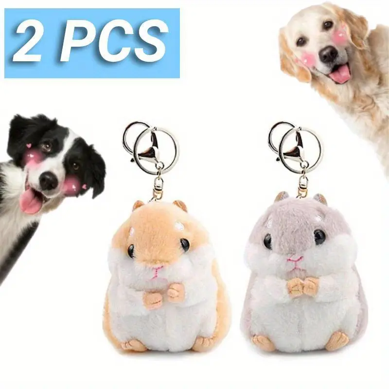 2-Pack Fluffy Plush Hamster Gift Keychain Charms, Car Interior Keychain Decor Accessories, Cute Charms for Backpacks, Handbags