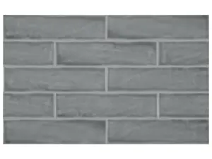 3 x 12 in Teramoda Charcoal Glossy Pressed Glazed Ceramic Tile