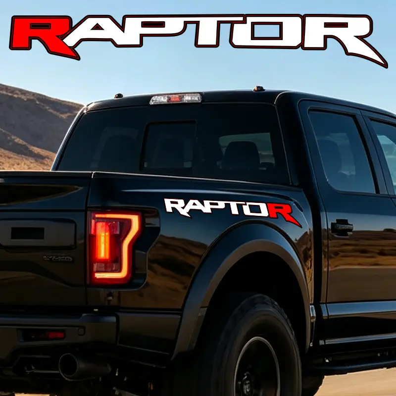 2 Vinyl Car Stickers - Ford Raptor F150, Ranger Exterior Accessory, Sporty Creative Pattern Body Decoratives