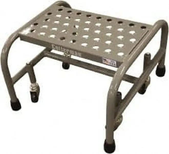 Cotterman 1-Step Rolling Step Ladder for Warehouse Use - 12" Platform Height, 450 Lb Capacity, Assembled, 18" Base Width, 19" Base Depth, Perforated Tread, Model D0460104-05
