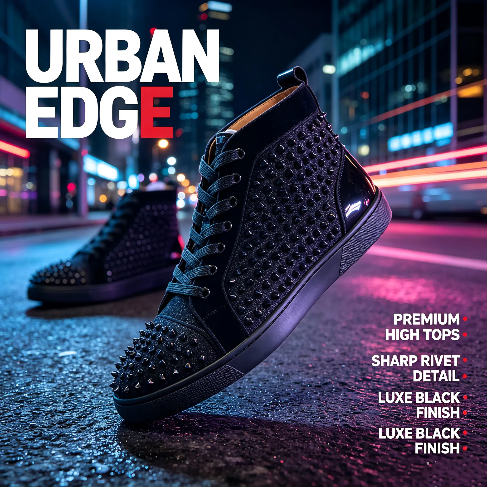Black studded sneakers that turn heads everywhere