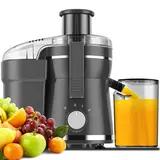 500W Power Centrifugal Juicer Machine - US Plug Compact Design Countertop Blender, Adjustable Speed Juicers, Knob Control, Dual Safety Lock-Safe Start, Wide Chute Feed, Max Nutrient Extraction, Easy Clean, Dishwasher Safe, BPA-Free Gray for Juice Lovers