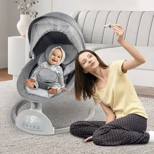 Baby Swing Smart Portable with Music 360-Degree Rotation Lightweight Foldable Unisex 5 Levels Rocking Bluetooth Speaker USB Port Removable Sunshade Net swing  bebé electric babys  wing  chair tik  shopping larex