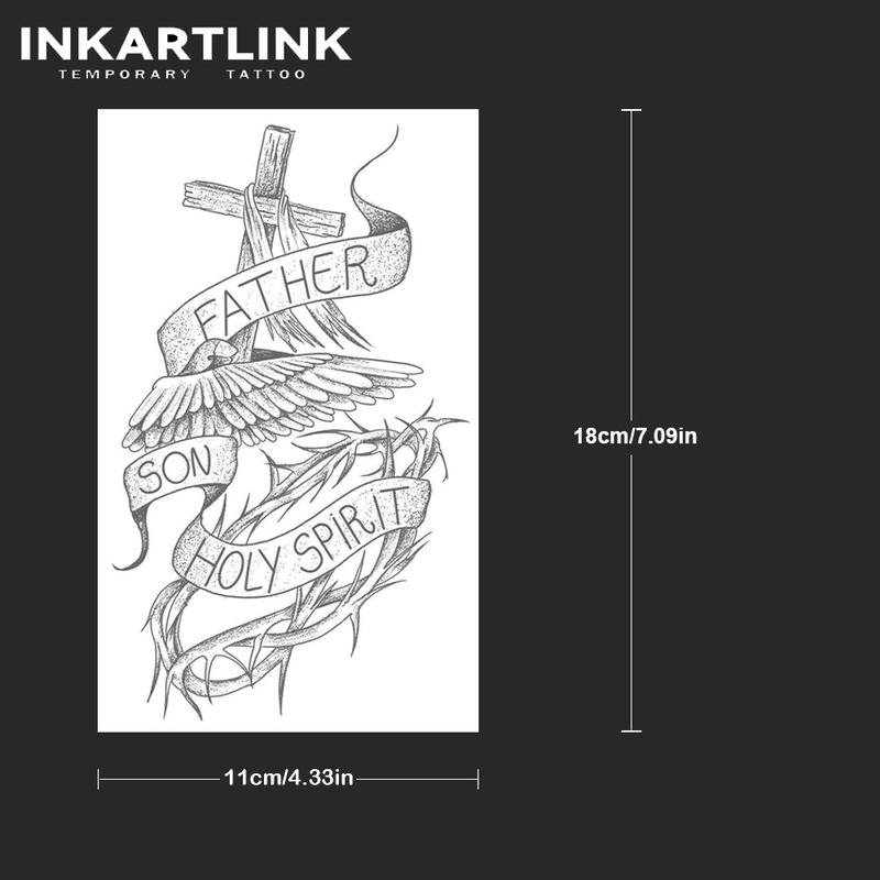 INKARTLINK Tattoo Tech, 2 Sheets Semi-Permanent Temporary Tattoos ,Repose​​,Adult Art Design,Lasts 1-2 Weeks, Waterproof, Realistic Look, No Adhesive, No Reflection,For Man And Woman,Ideal for Swimming, Party