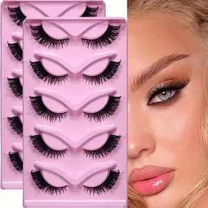 10Pairs/2Pack Cat Eye Lashes Wispy Fake Lashes Fluffy Cat Eye Lashes Extensions False Eyelashes Cosmetic False Lashes