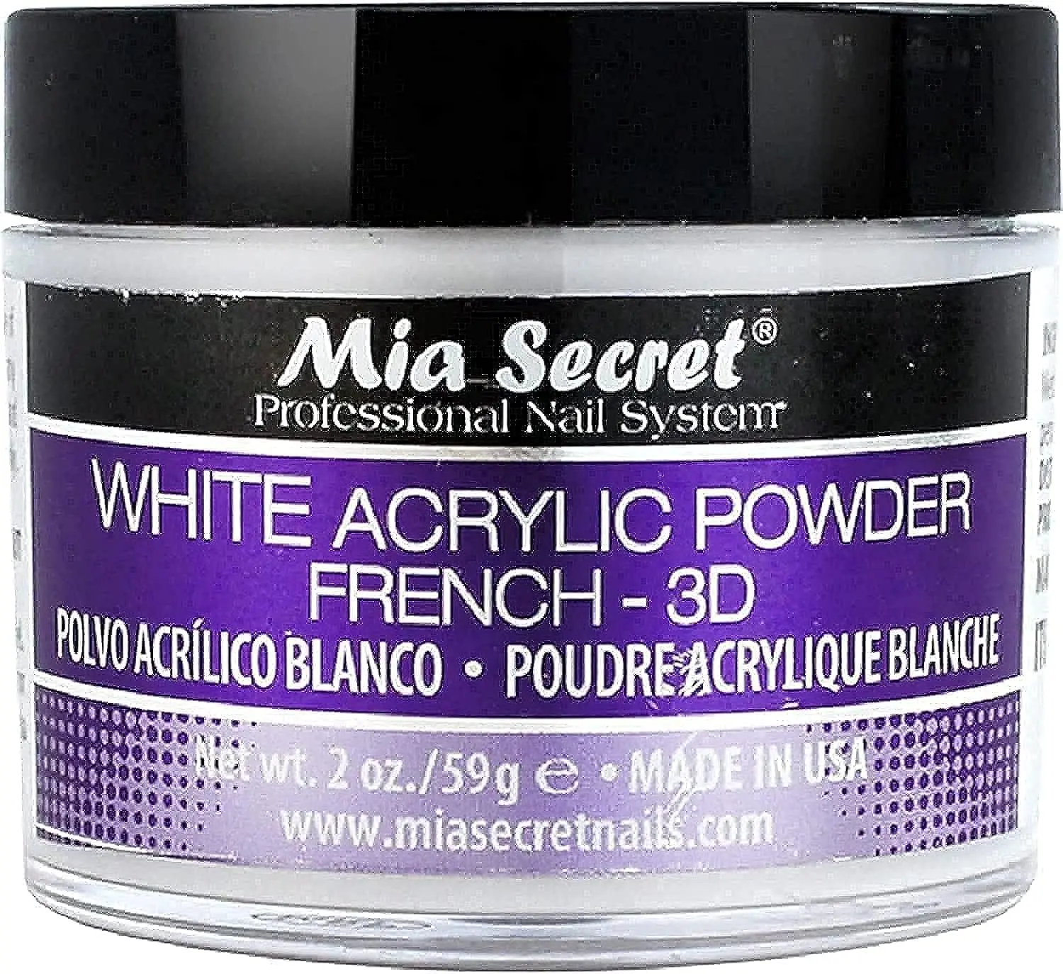 Mia Secret Professional White Acrylic Powder, Nail Extension & Dip Powder for French Tips and 3D Art, 2oz, Made in USA, Acrylic Powder Dip, Nail Extension Powder