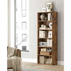 6-Tier Open Storage Bookshelf - Indoor Furniture Shelves & Racks, Room Decor for Living Room, Home Office, 9.4x23.6x63.3 Inches