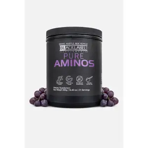 BlackLabel Pure Aminos - Vegan-Friendly Essential Amino Acids for Muscle Recovery & Growth 30 Servings Protein Supplement for Athletes
