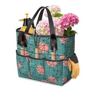 Mid Century Modern Atomic Starburst Teal Pink Garden Tool Bag