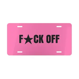 F Star CK OFF Pink License Plate Funny Car Tag Universal Fit Auto Accessory Bold Statement Decorative Plate for Cars Trucks