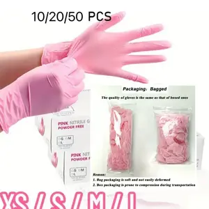 Light pink disposable nitrile gloves, waterproof for cleaning and hygiene, suitable for kitchen and home maintenance, providing durable protection. Available in 10PCS, 50PCS, and 100PCS packs. Multi Purpose Glove, Cleaning Supplies, Household