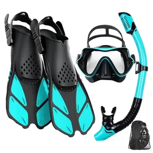 4 in 1 Snorkeling Set, Diving Mask & Snorkel & Fin & Carry Bag, Water Sports Equipment for Swimming & Diving Adventure