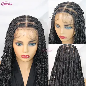 36 Inch Pre Cut Lace Braided Wigs Glueless Butterfly Style Full Lace knotless Box Braid Wig Synthetic Handmade Lightweight & Breathable with Baby Hair