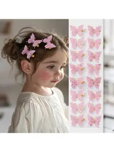 Cute Sweet Multicolor Gradient Butterfly Hair Clip, Side Bangs Hair Accessory for Girls, Party Ancient Style Fairy Hair Decor