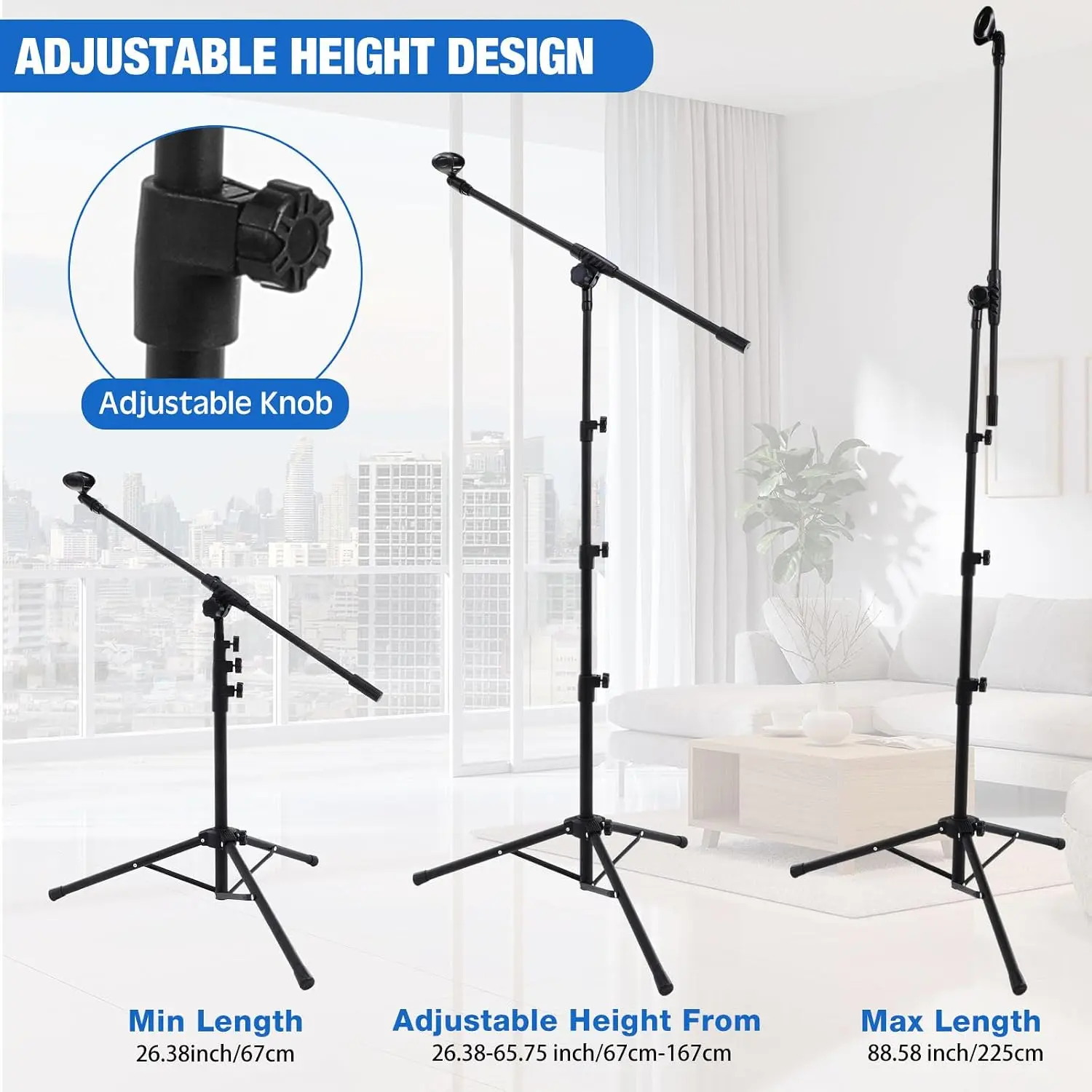 Relaxweex Tripod Microphone Stand Boom Arm Floor Mic Stand with Carrying Bag and Mic Clips for Singing Stage Wedding Karaoke Church (Classic Style)