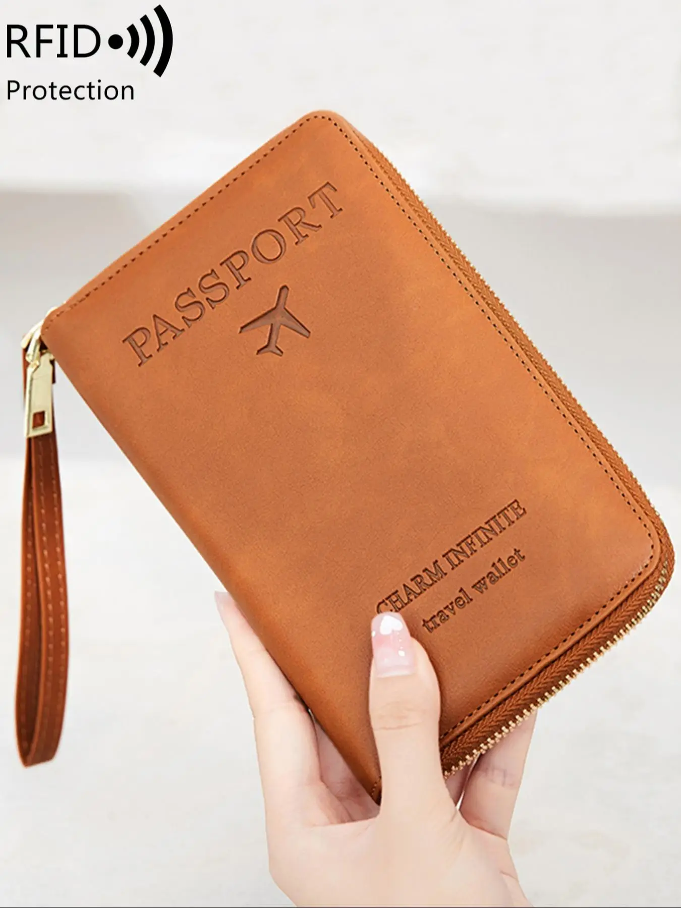 Simple Plain Passport Cases, Multi-functional Zipper Travel Card Holder, RFID Blocking Card Holder, Fashion Travel Accessories, Travel Essentials