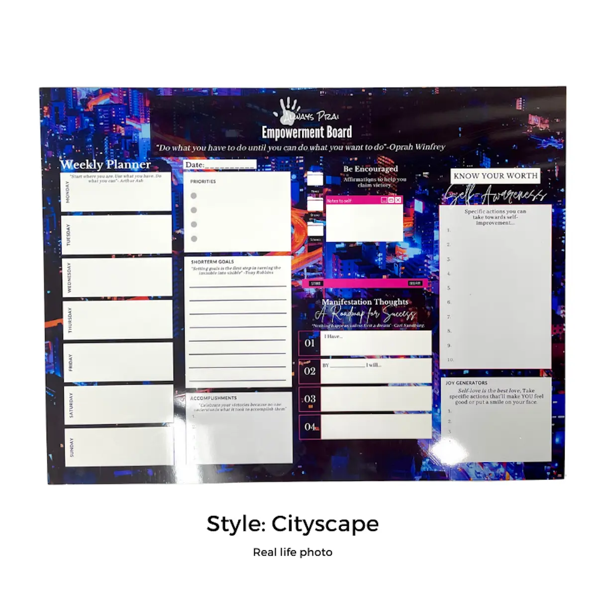 Empowerment Boards- Dry Erase Wall Planner & Vision/Manifestation Board: Hardboard- 36''W x 27"H