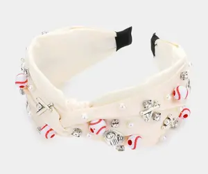 Pearl Stone Baseball Embellished Twisted Headband