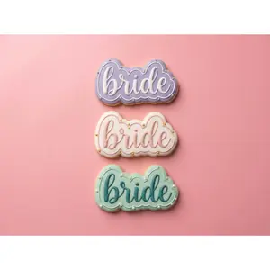 Bride Cookie Cutter | 2" 3" 4" Wedding & Bridal Shower Script Stamp Outline