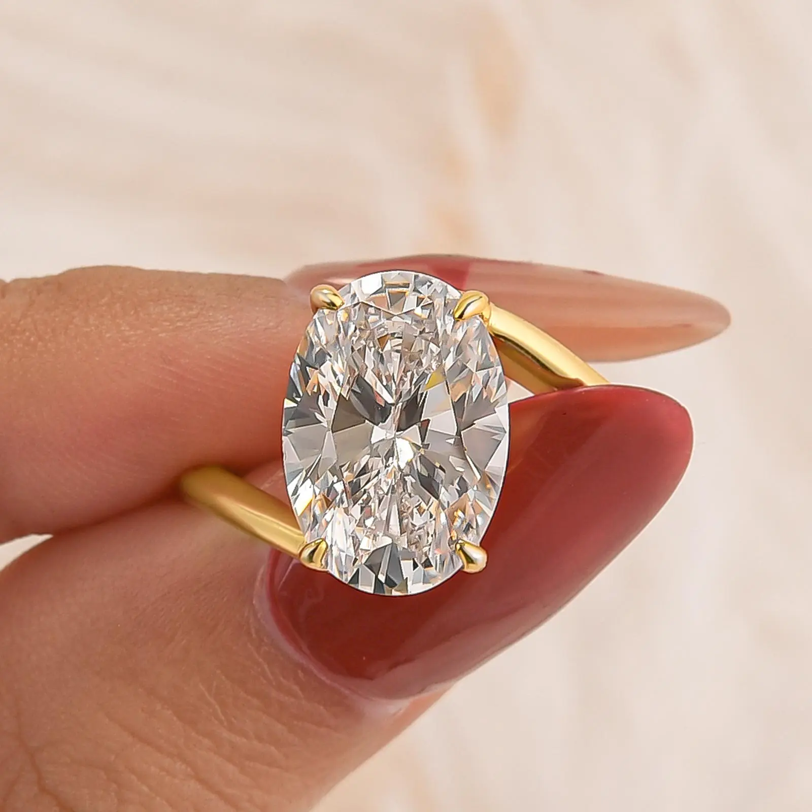 Maxine CZ 4.5ct Oval Cut Engagement Ring,5A Cubic Zirconia Women's Ring Jewelry,Travel Ring, Wedding Ring for Daily,Proposal,Birthday,Anniversary, Solitaire Ring, Cubic Zirconia Rings