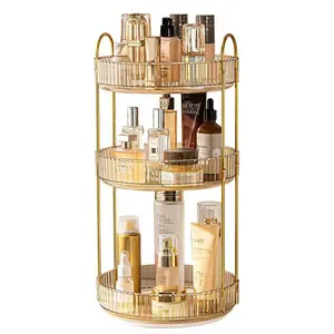 360° Rotating Makeup Organizer, 1 Count Multi Layer Cosmetic Storage Rack, Spinning Skincare Organizer for Dresser Countertop, Cosmetics Organizer Storage