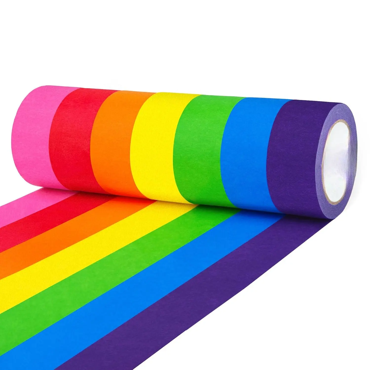 Colored Masking Tape - 7 Roll Multi Pack - 210  x 1 Inch of Colorful Craft Tape for Arts & Crafts, Labeling and Color- Coding