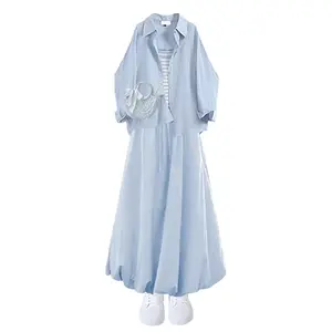 French-style versatile workwear cardigan shirt jacket women's 2026 new summer high-waisted mid-length tulip skirt set