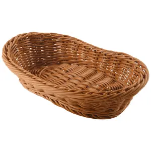 Oval Wicker Woven Basket Bread Basket Serving Basket, 11 Inch Storage Basket for Food Fruit Cosmetic Storage Table Top and Bathroom