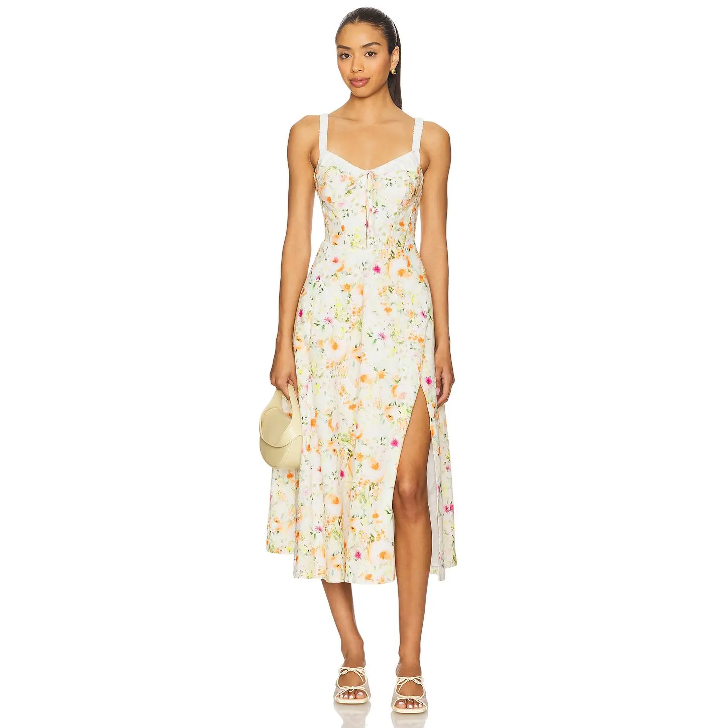 ASTR the Label Julietta Dress in Orange Green Floral ASTR the Label Julietta Dress in Orange Green Floral