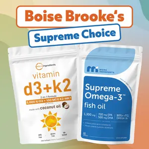 Boise Brooke‘s Supreme Choice Bundle: Supreme Omega-3 Fish Oil 60 softgels + Vitamin D3 K2 5000IU with coconut oil 300 softgels