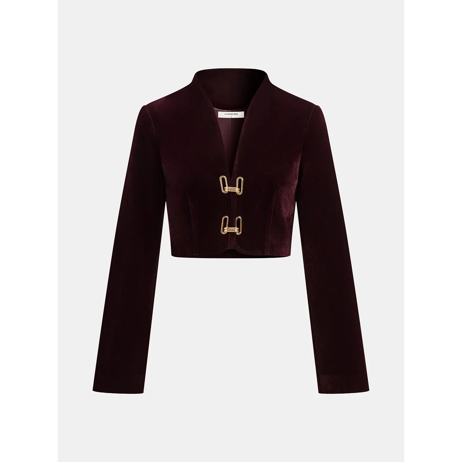 Metal Buckle Corduroy Stand Collar Jacket
