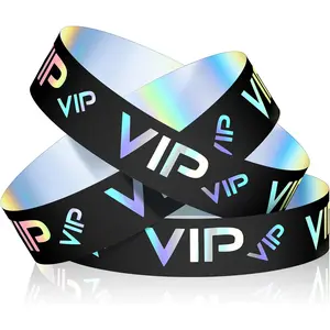 500 Pack VIP Plastic Wristbands Bracelets Party for Events VIP Custom Wristbands Plastic Bracelets Tear proof Waterproof Wrist Bands Arm Bands for Events Concerts