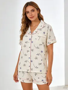 Unisex Tulip Sleepwear Home Clothing Set, Cartoon Clear Feel, Casual Loungewear for Men and Women, Comfortable Nightwear