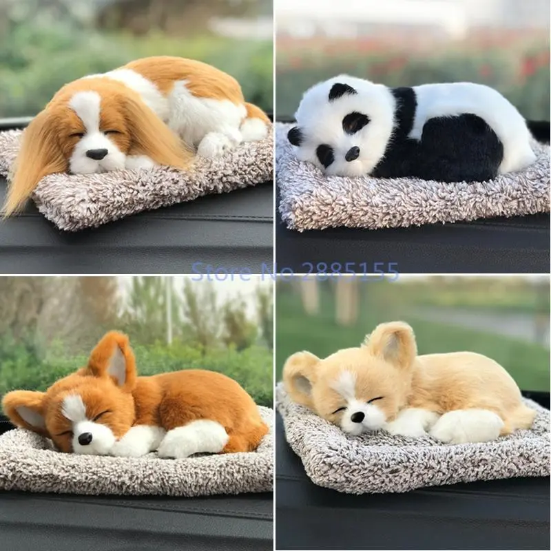 Car Interior Decoration Stuffed Toys Lovely Simulation Animal Doll Plush Sleeping Dogs/Cat Toy Birthday Gift For Children