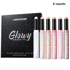 Six-Color Highlighter Stick Set, Contouring Sticks for Brightening Highlights, Makeup Essentials, Perfect for Everyday Use