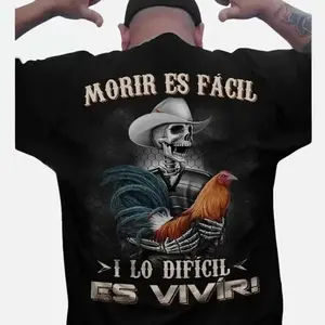 Men's Moris Es Facil Mexican Style T-Shirt, Big Rooster Gamefowl Shirt, Father's Day Ideal Gift, Shirt For Dad For Husband For HimCotton Menswear Casual Top RHN