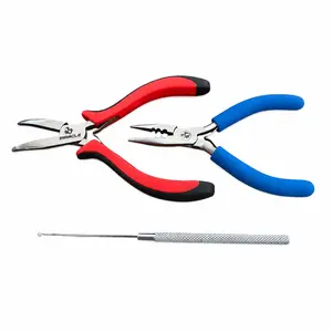 MIRACLE 3PC Hair Extension Tool Kit Micro Bead Nano Ring Pliers with Beading Loop Hook Stainless Steel Removal & Installation Tools