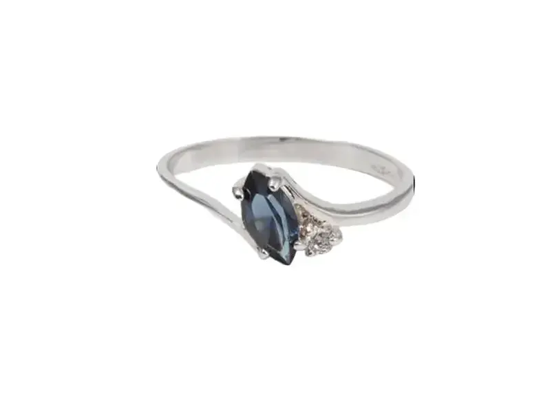 Sterling Silver Crystal Birthstone Marquise Ring