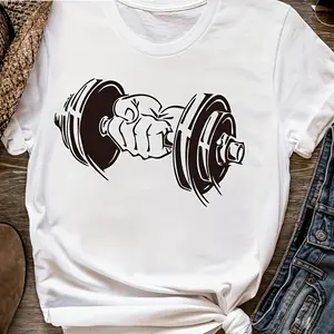 2D Flat Craft 1pc Fist Dumbbell Pattern Thermal Transfer Patch,Fashion Heat Transfer Sticker for T-Shirt,Jeans,Backpack Decor,Reusable Washable Clothing Applique Accessory for Daily Use