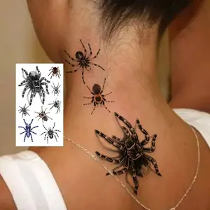 2pcs Unisex HD Realistic Spider Temporary Tattoo Stickers, Waterproof Long-Lasting 2-5 Days, Perfect for Halloween Party Decorations