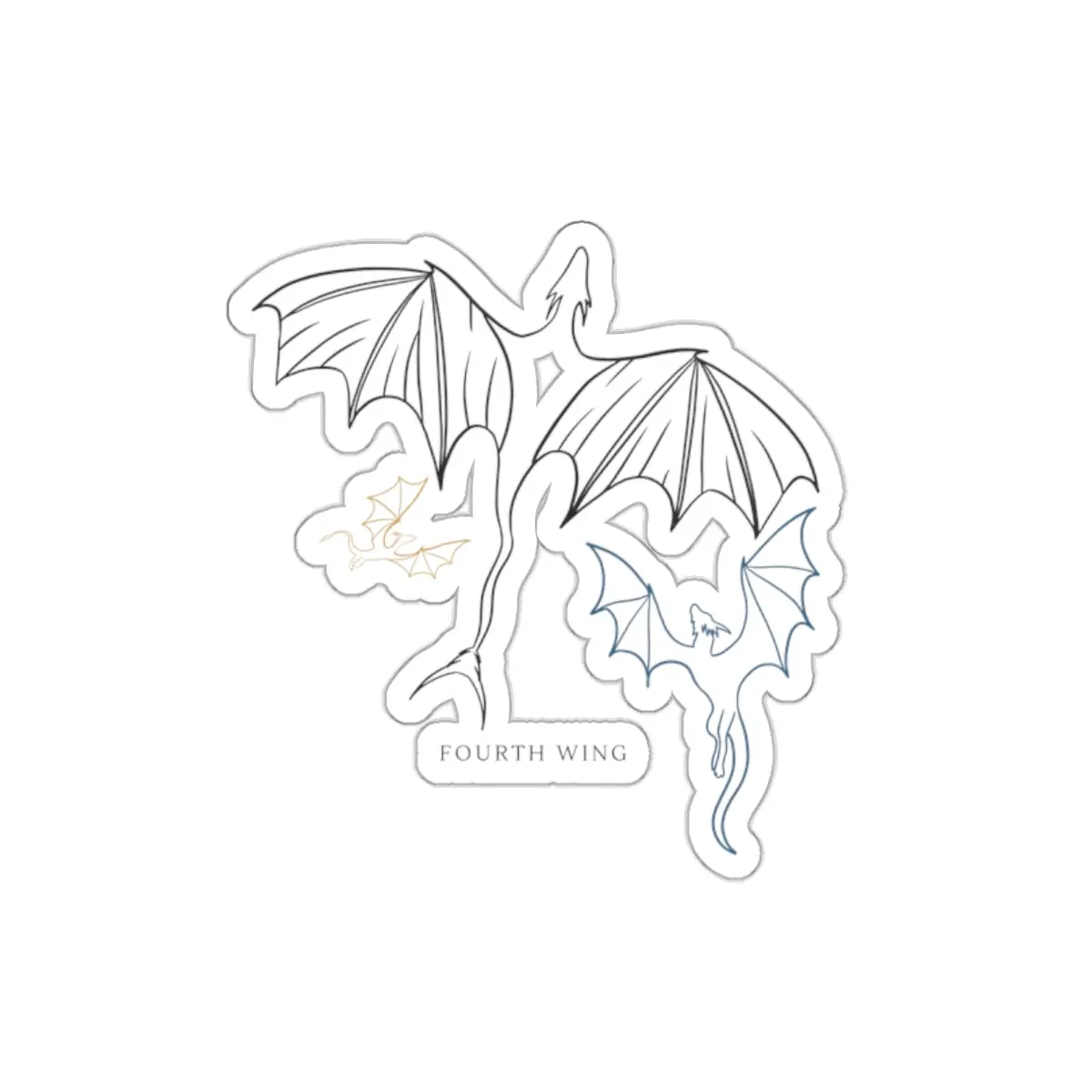 Dragon Wings Die-Cut Sticker — Fourth Wing Minimal Line Art Sticker