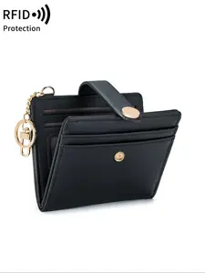 Slim Wallet for Women,RFID Blocking Bifold Credit Card Holder With Zipper Coin Pocket,ID Window,Keychain Fashionable For Daily Lightweight Portable Card ID Card White-Collar Workers For Female For Holiday For Anniversary For Birthday Gift