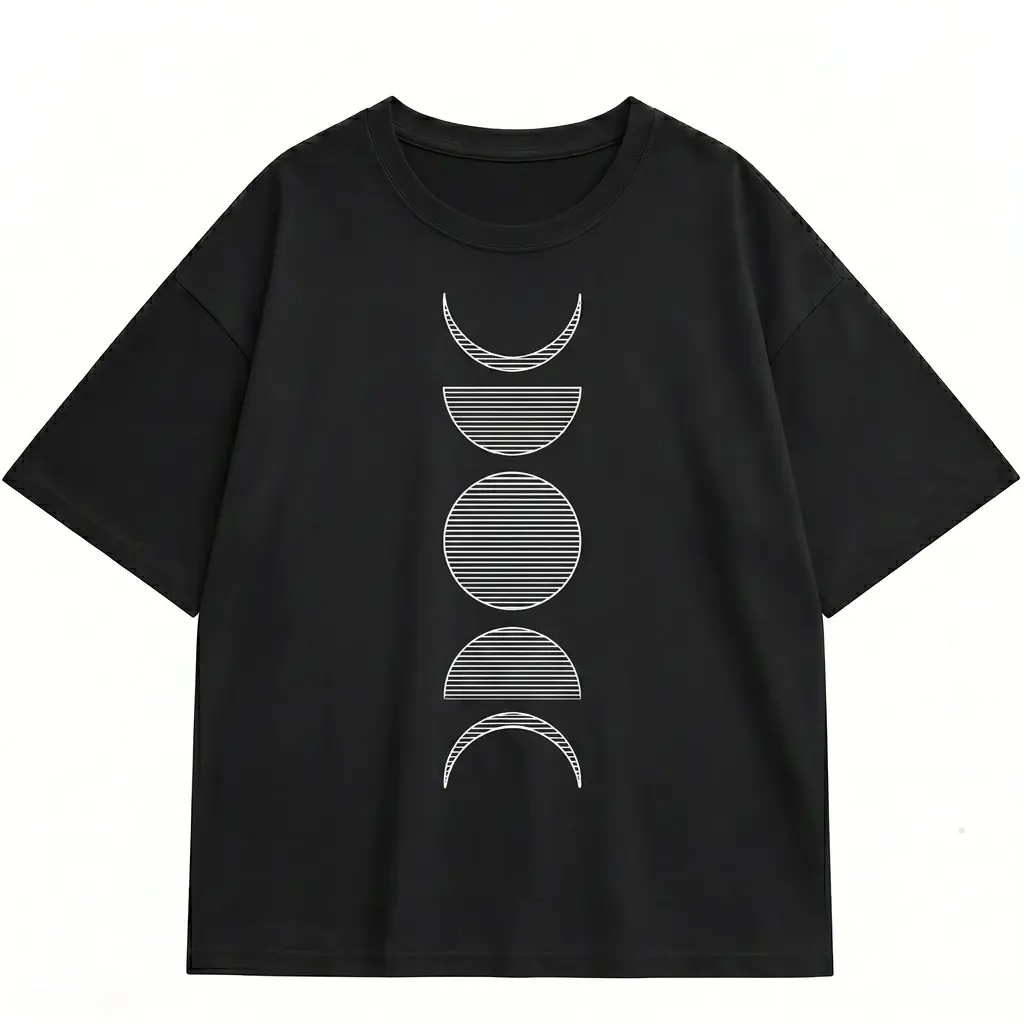 Moon Phases Shirt Minimalist Lunar Cycle Tee Astronomy Gift Celestial Line Art Boho Womenswear Top