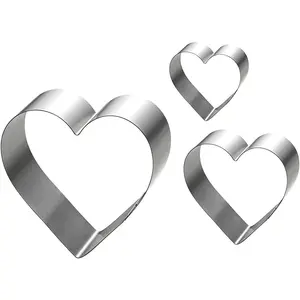 Stainless Steel Heart Shaped Cake Ring Molds, 4/6/8 Inch Set, Heart Shaped Cake , Large Heart Cookie , Muffin Pastry Cutters